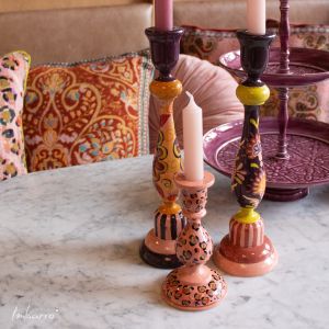 Wooden Handpainted Candleholder Flori, size M